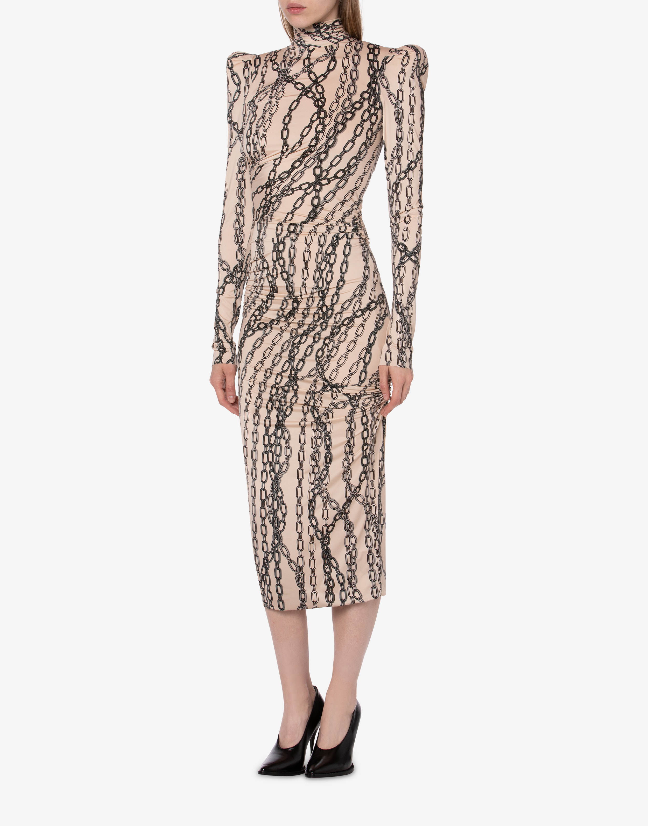 Stretch dress with chain print