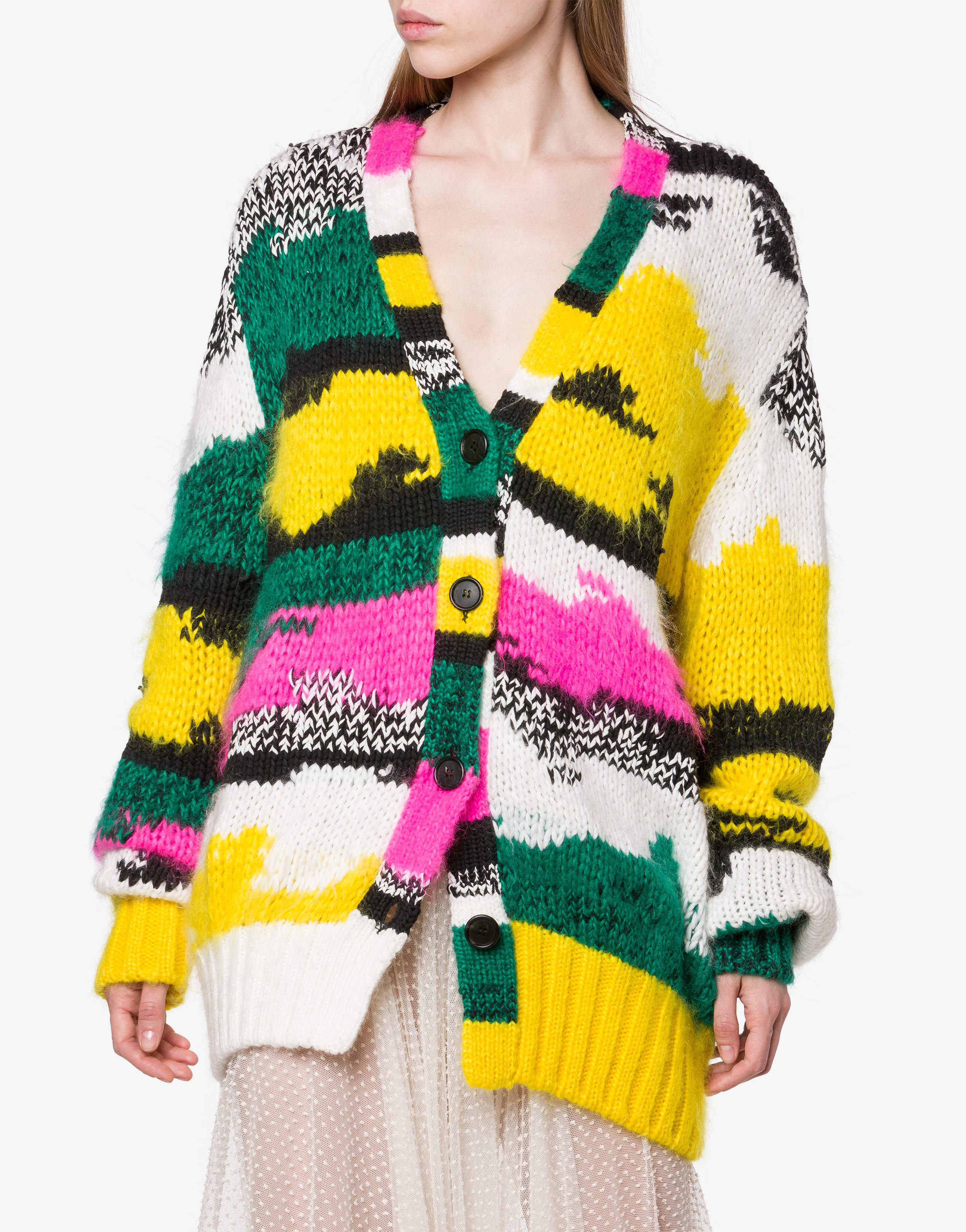 Oversized cardigan in multicoloured mohair