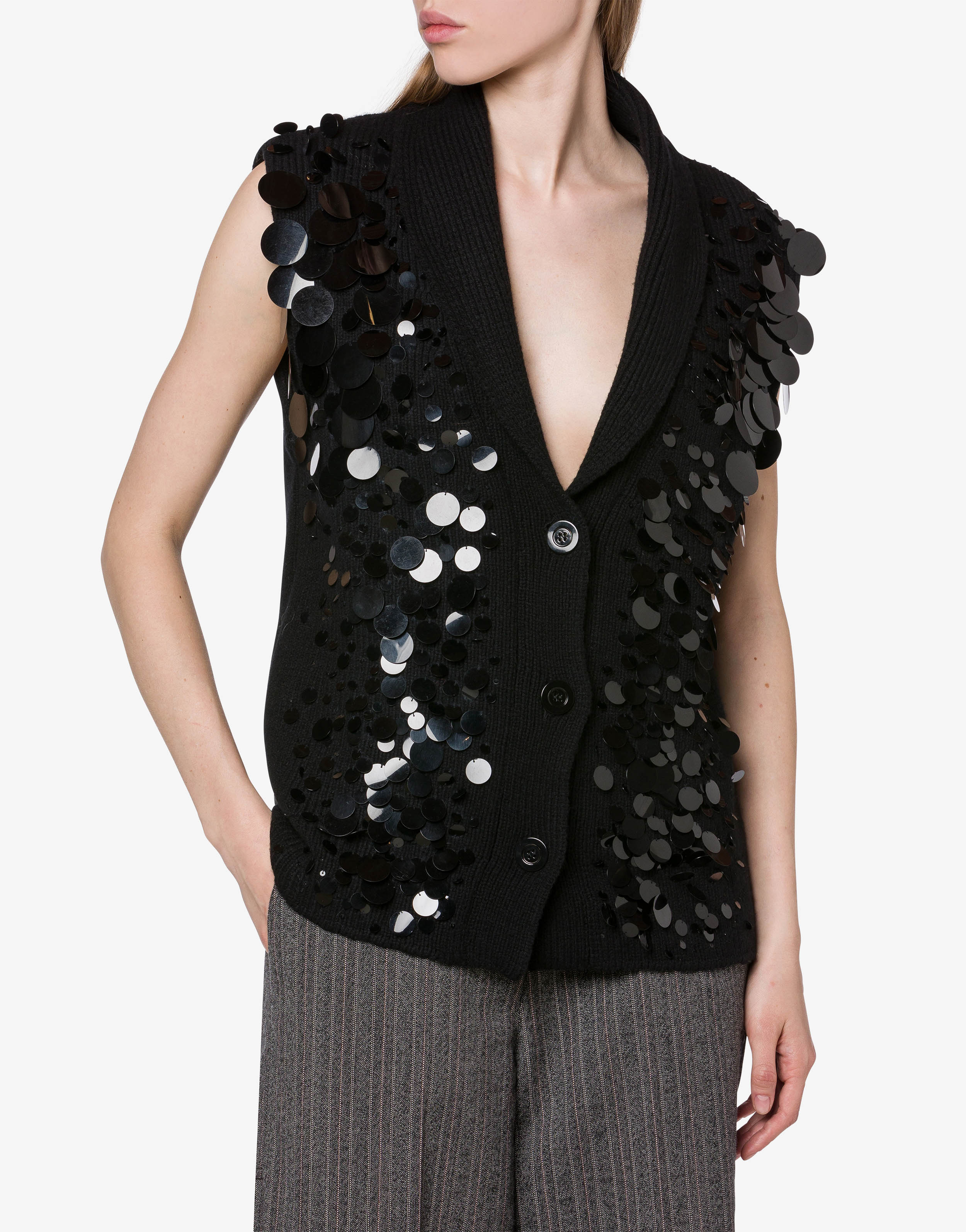 Wool vest with sequins