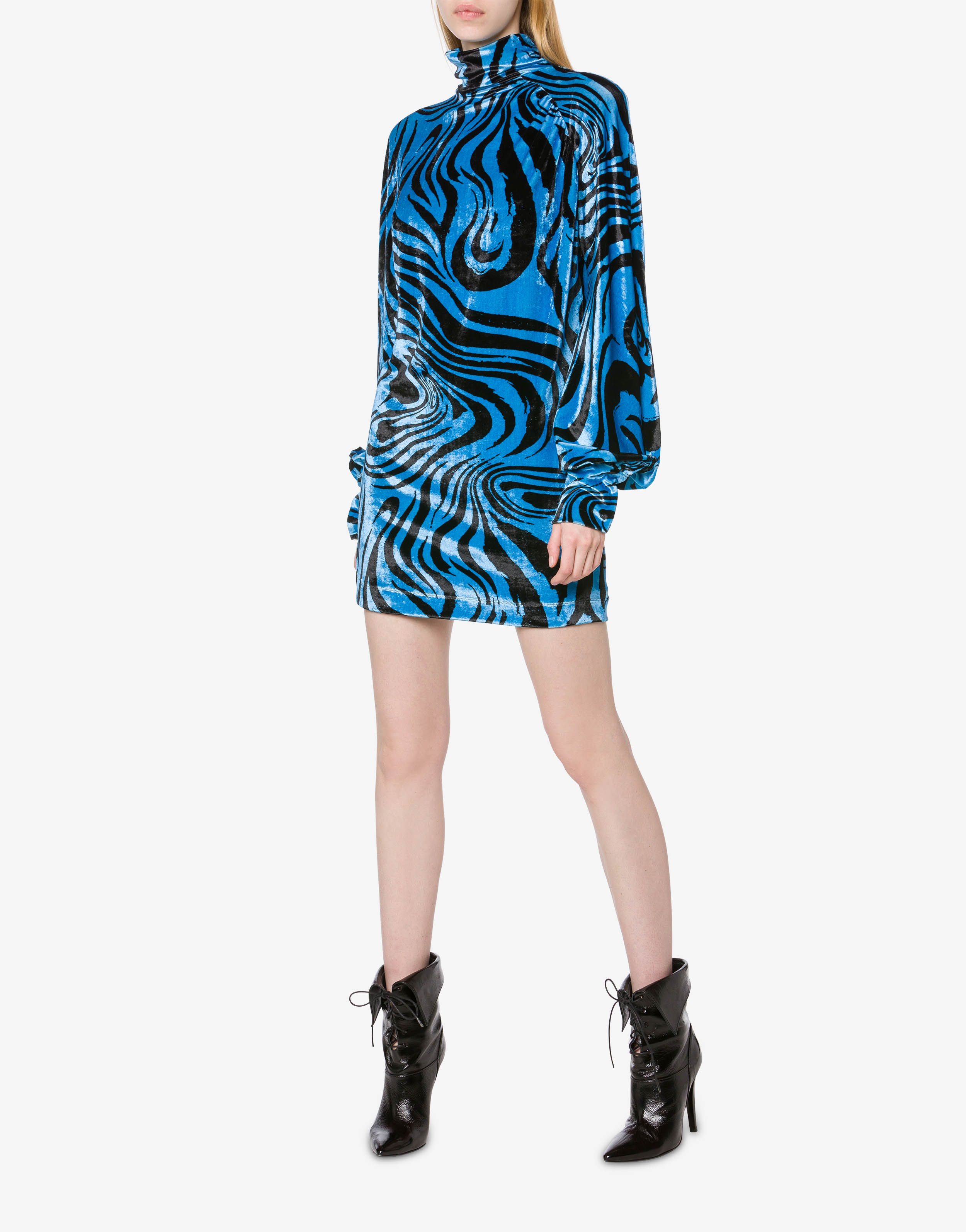 Zebra Pop velvet minidress