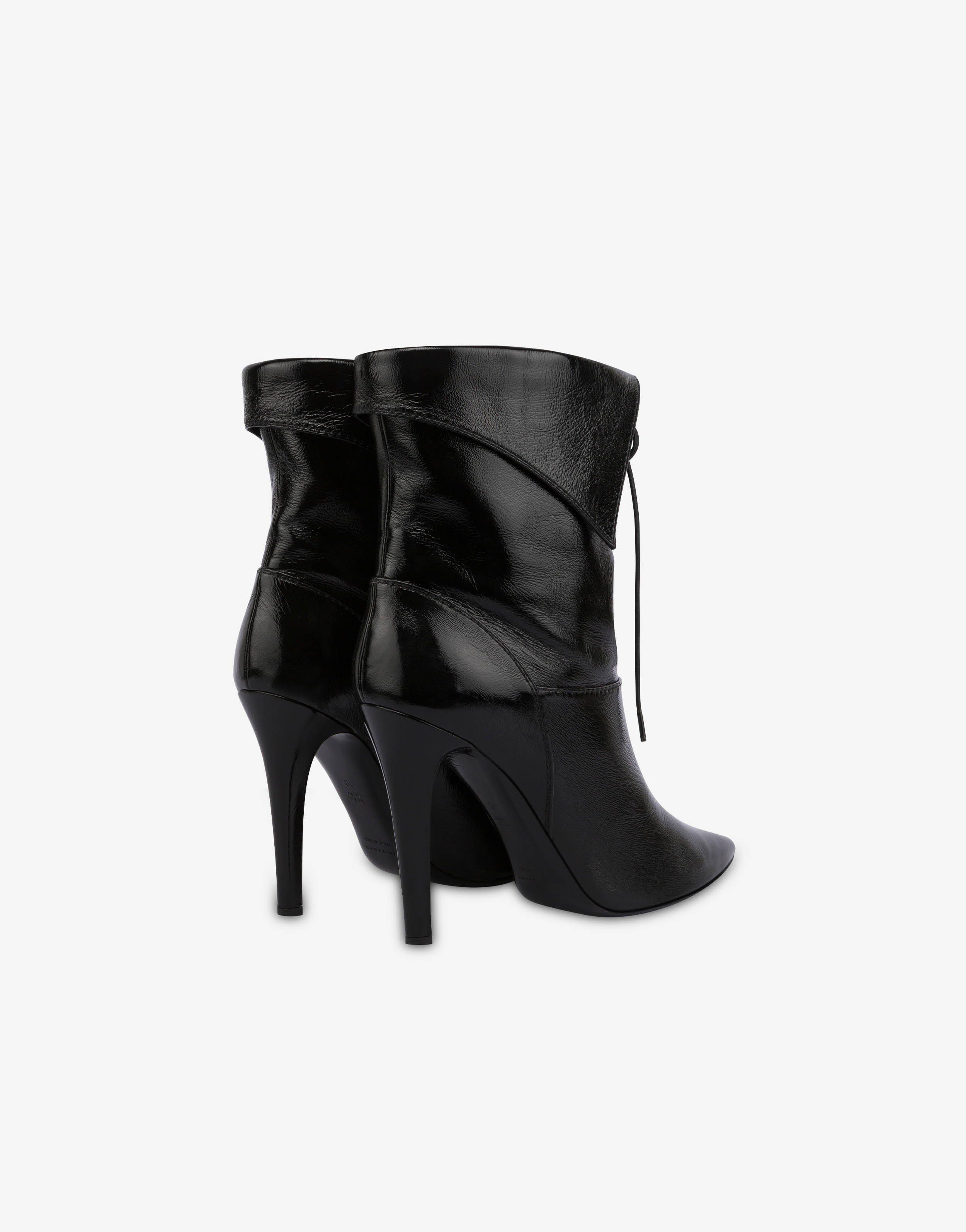 Glossy nappa leather ankle boots