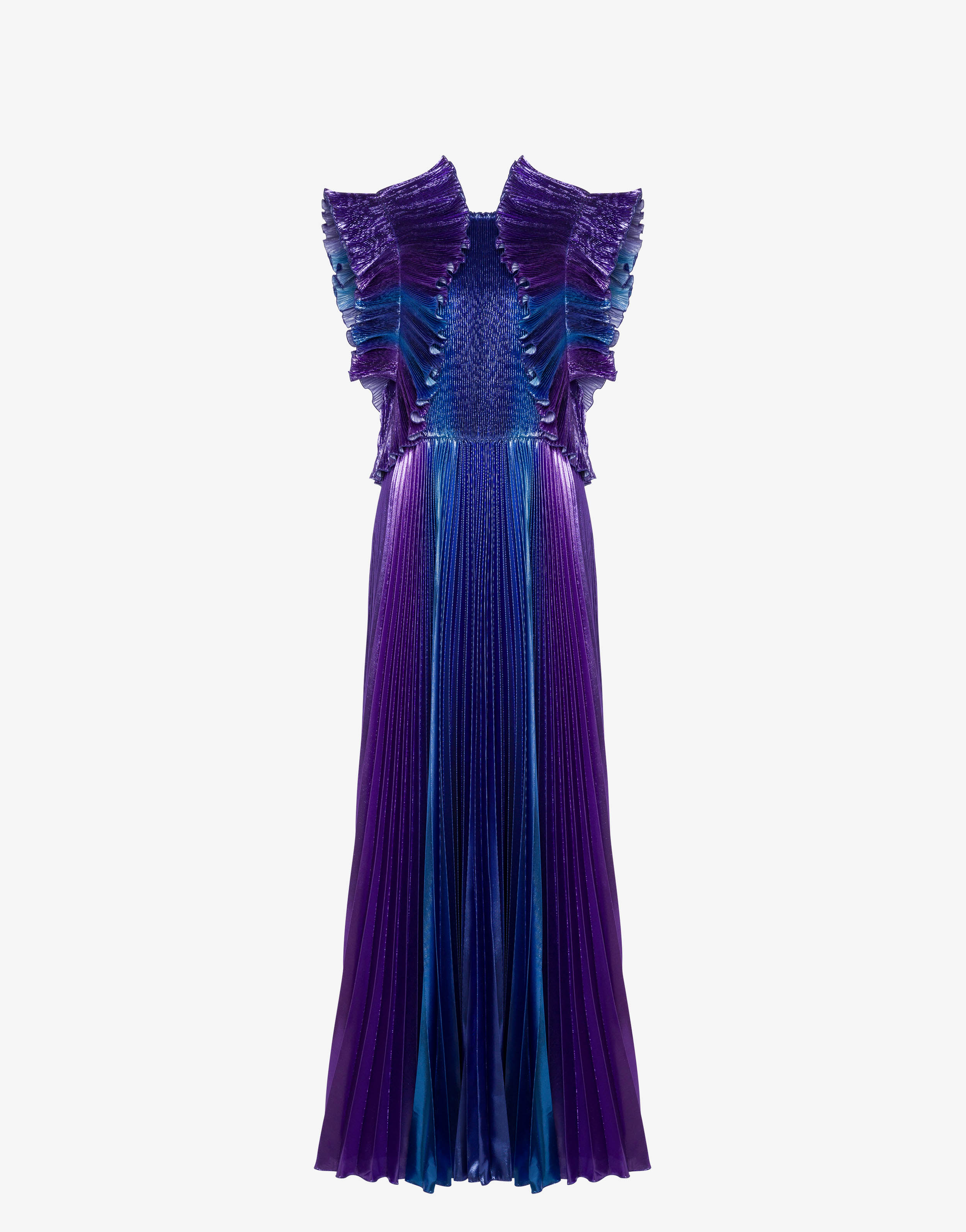 Vestido plisado de lamé degradado