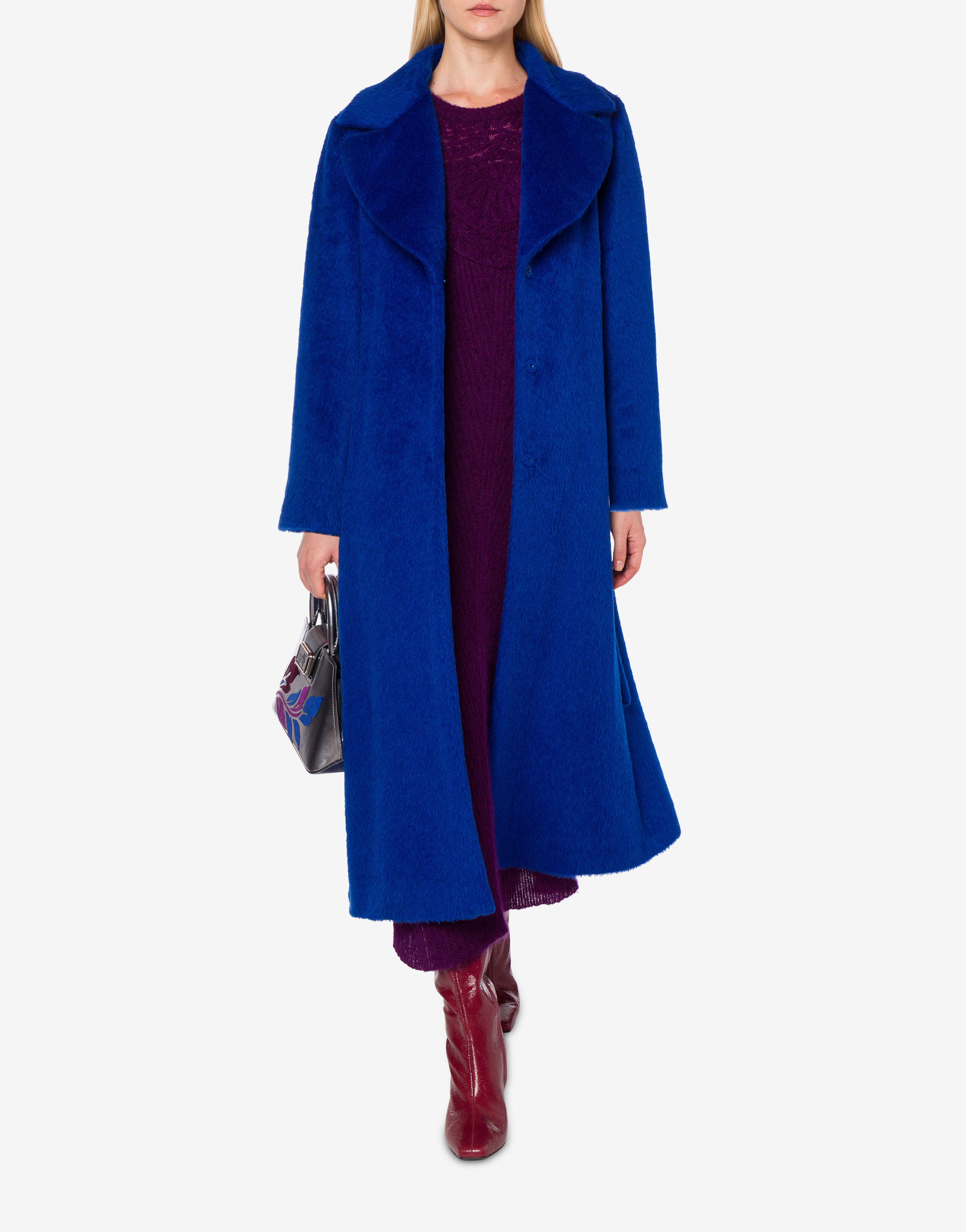 Velour coat with sash