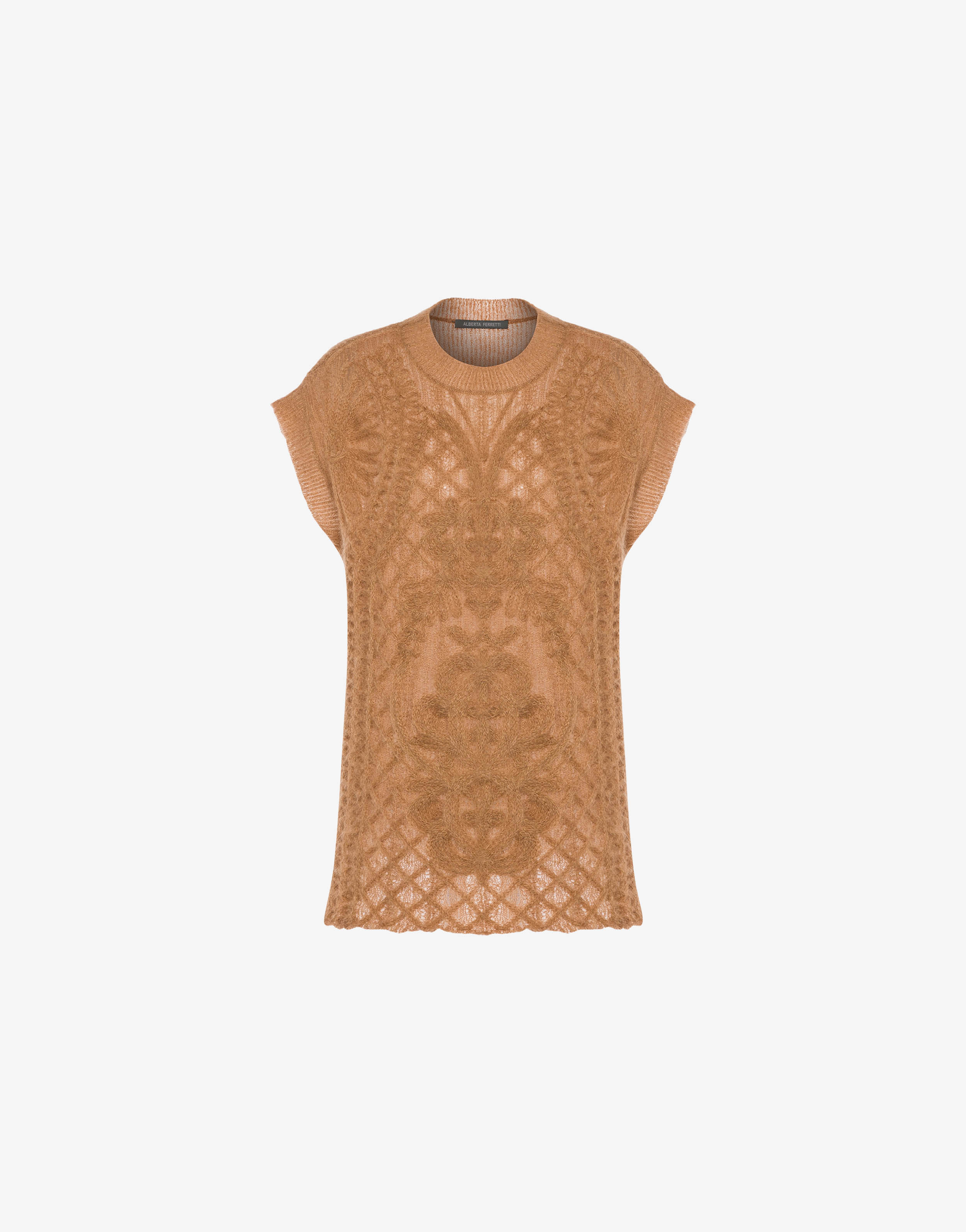 Knitted top with cornely embroidery