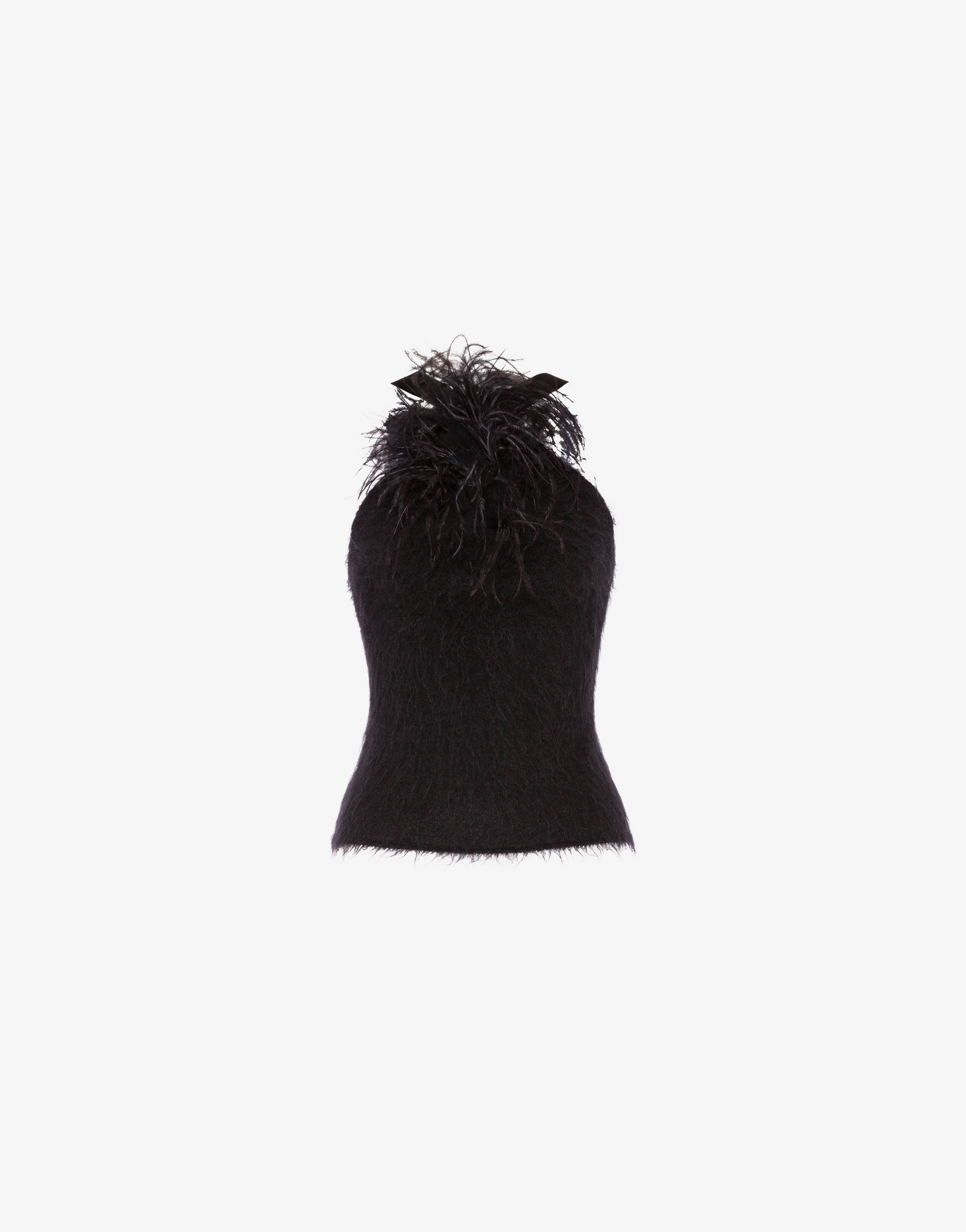 Top en mohair avec plumes