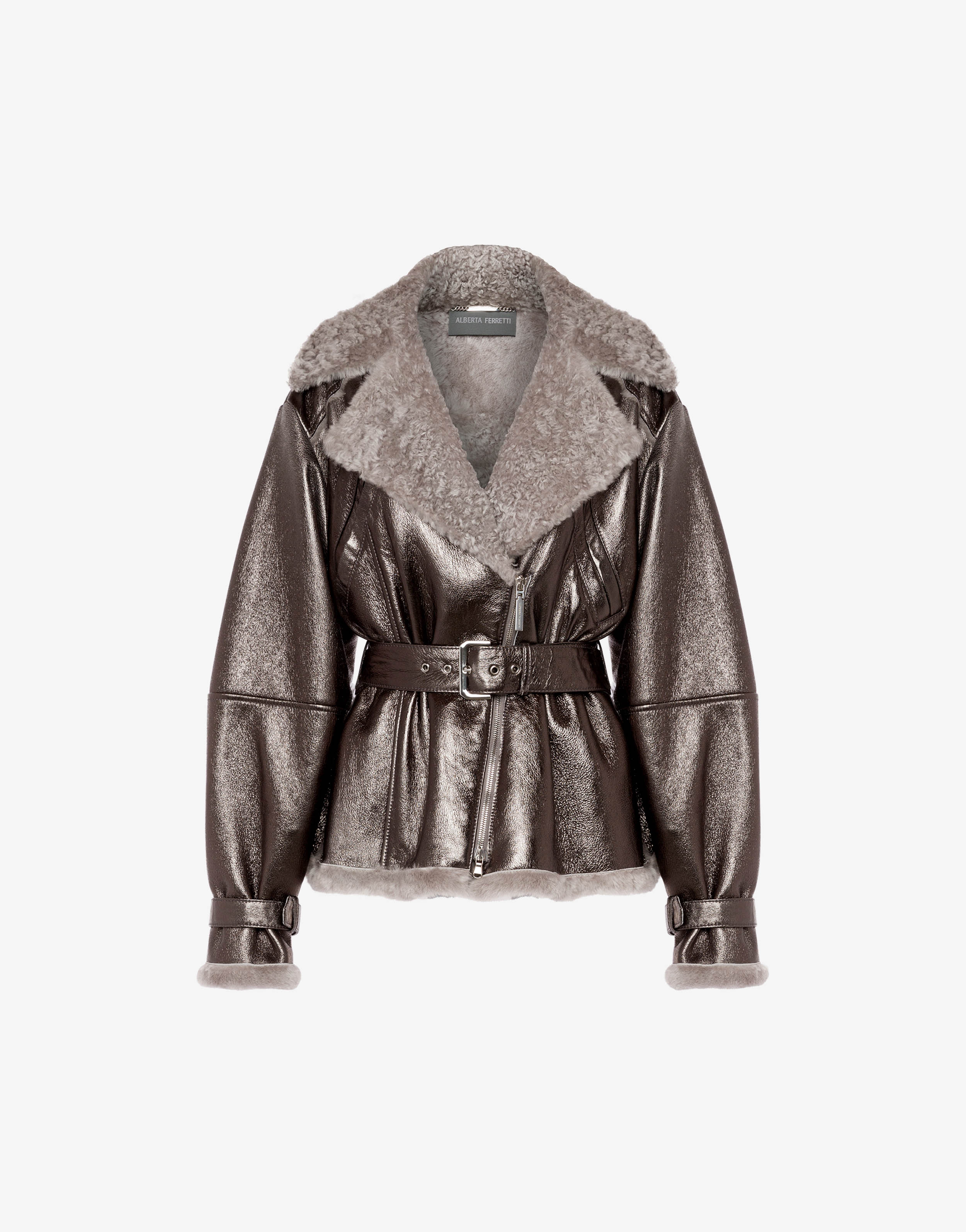 Laminated sheepskin coat