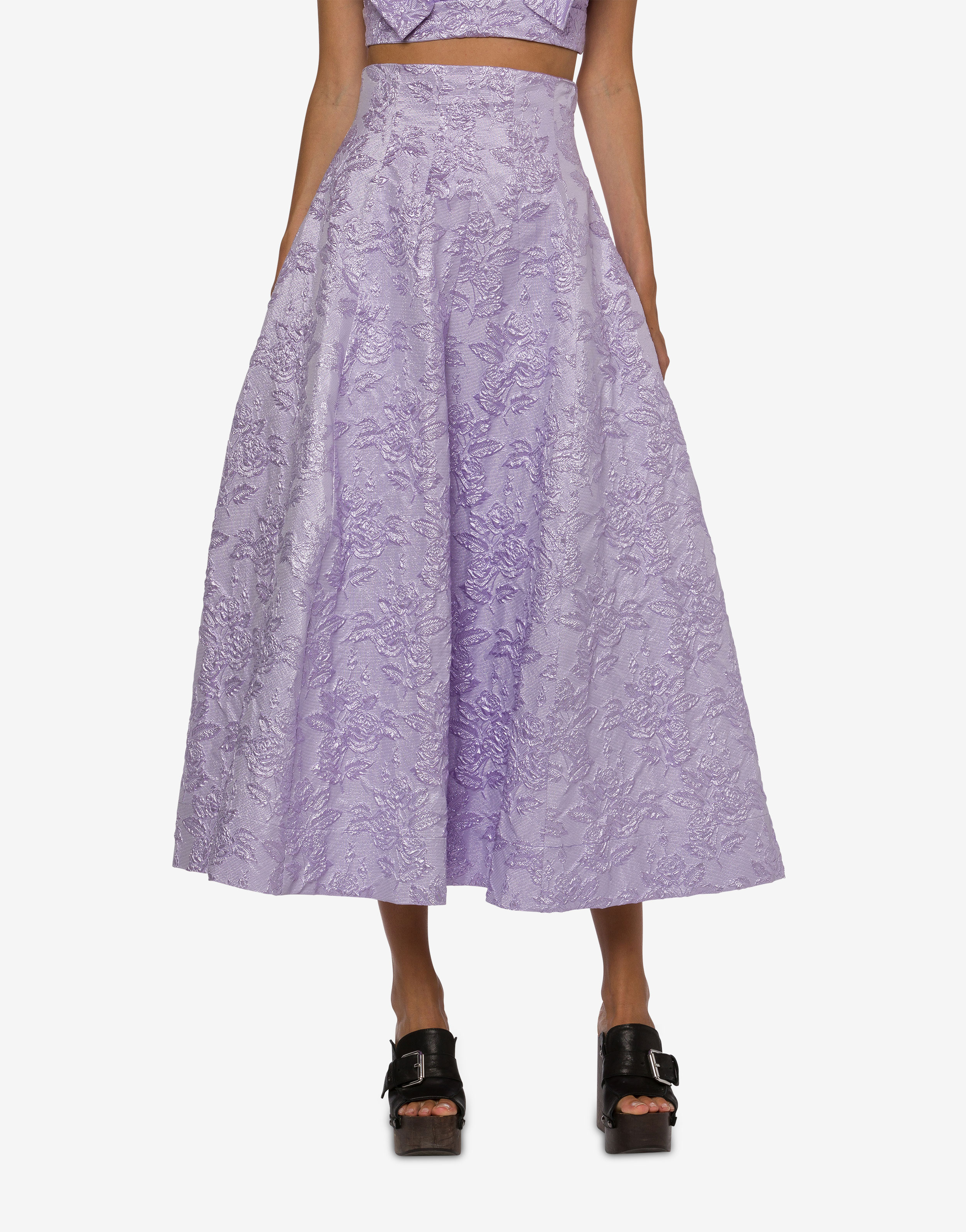 High-waisted skirt in lamé jacquard