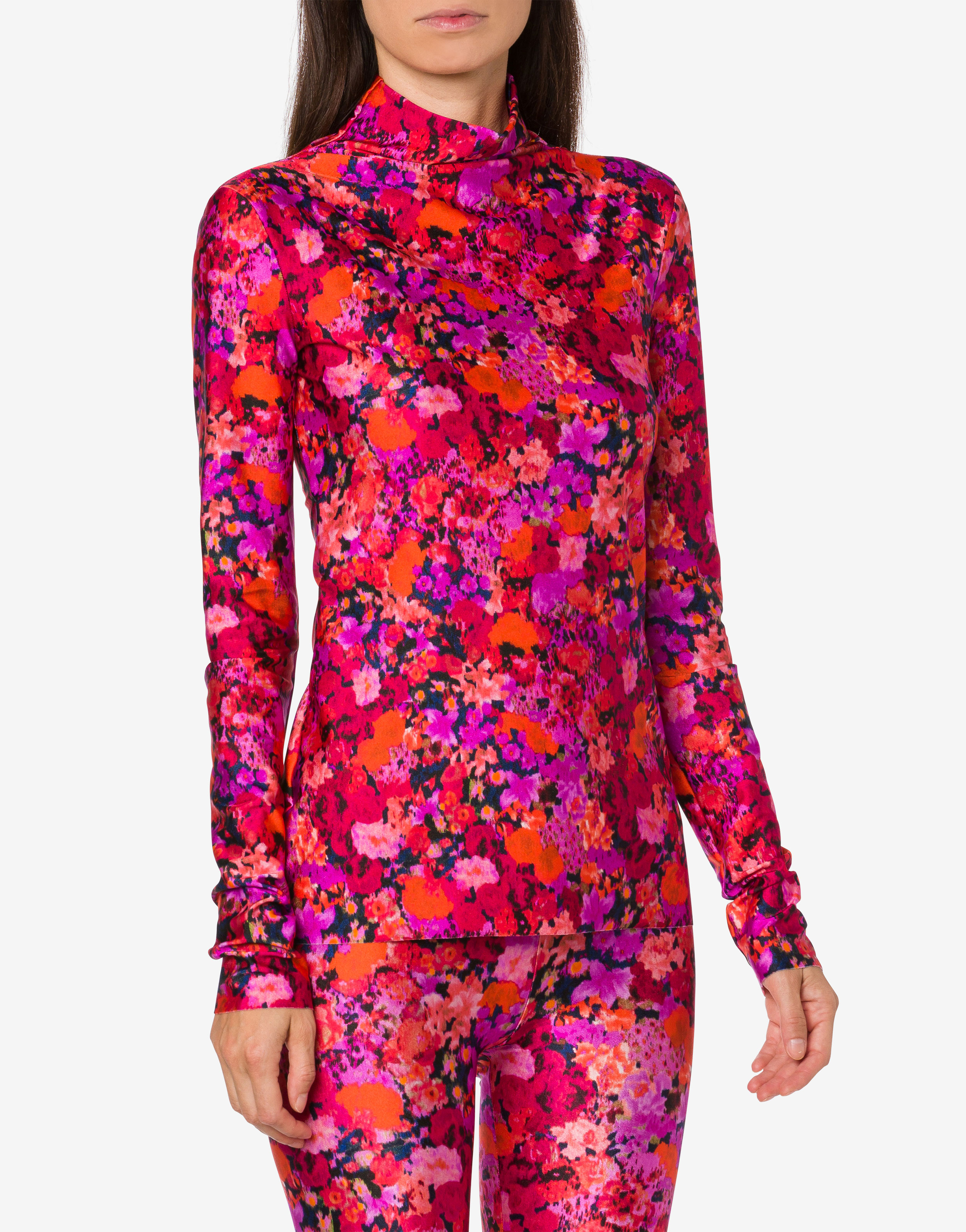 Lycra turtleneck with floral pattern