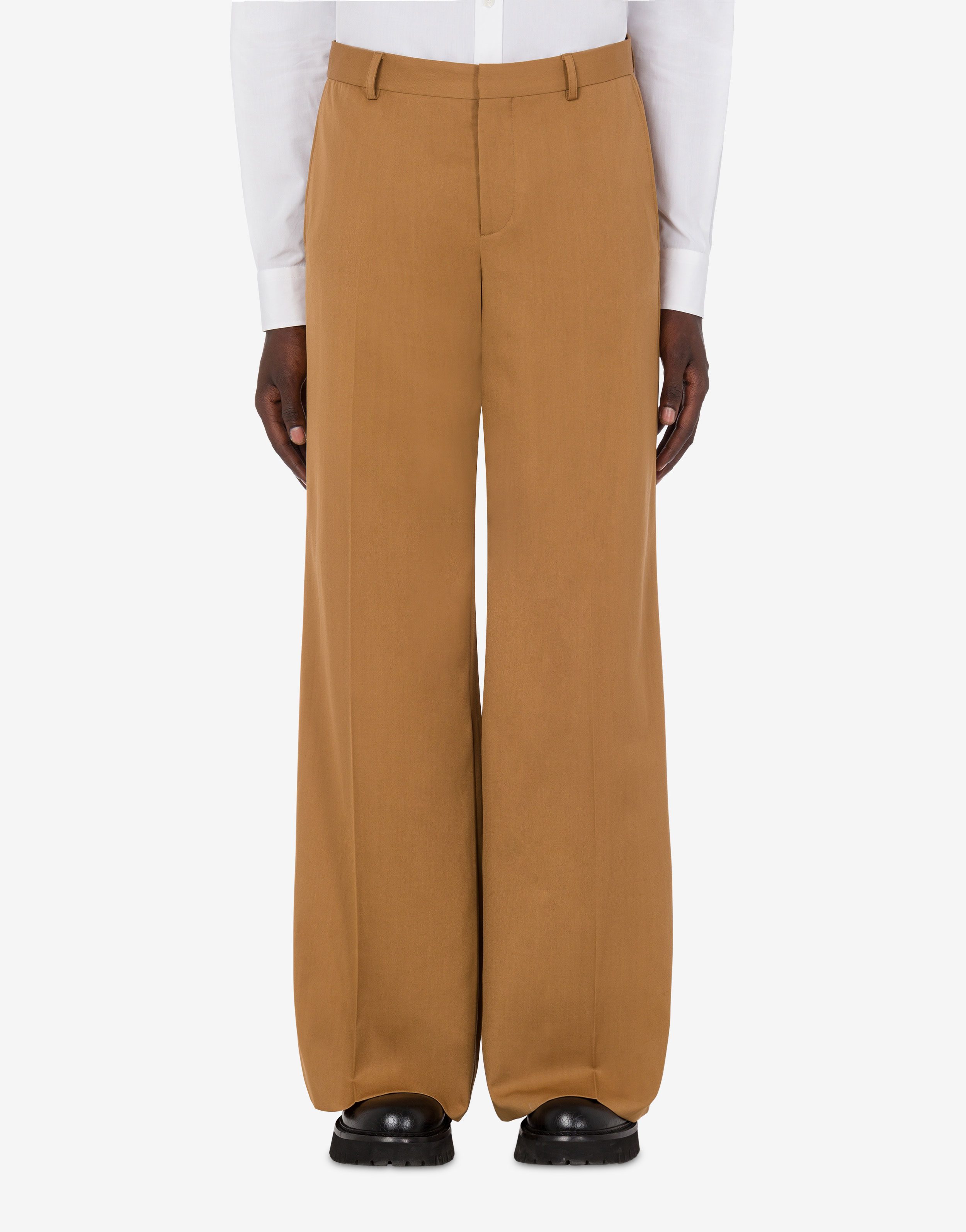 Wide-leg gabardine trousers