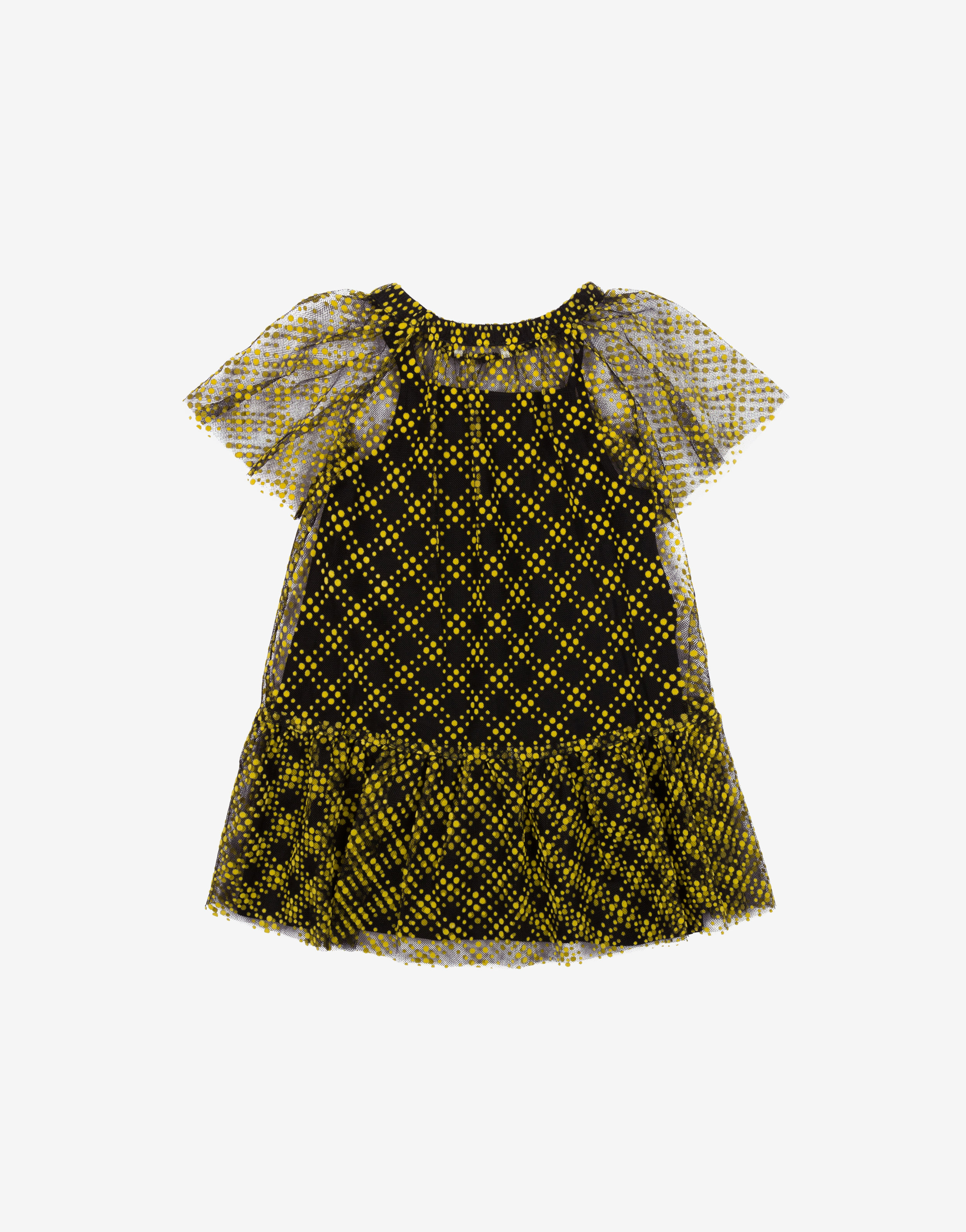 Kids tulle dress with flock polka dots